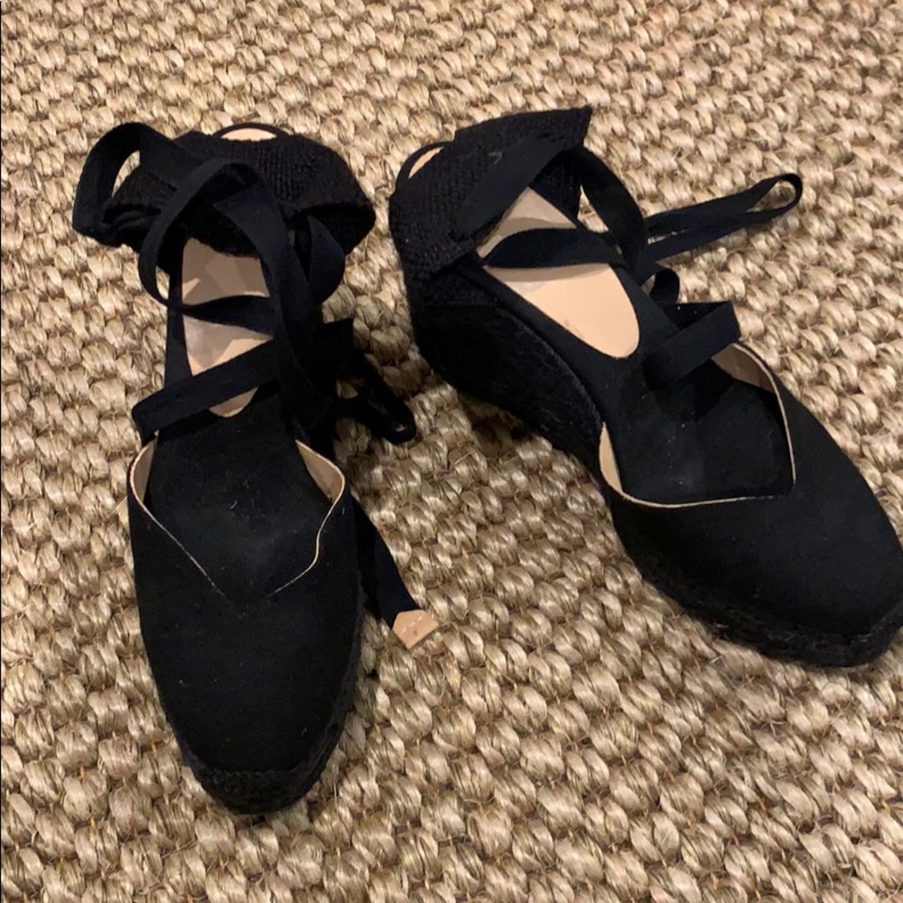 Castañer espadrilles black canvas wedge